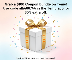 Temu €100 Coupon Bundle Gift Box Promotion Graphic